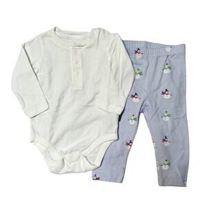 Gap Two Piece Snowman Outfit Size 6-12m